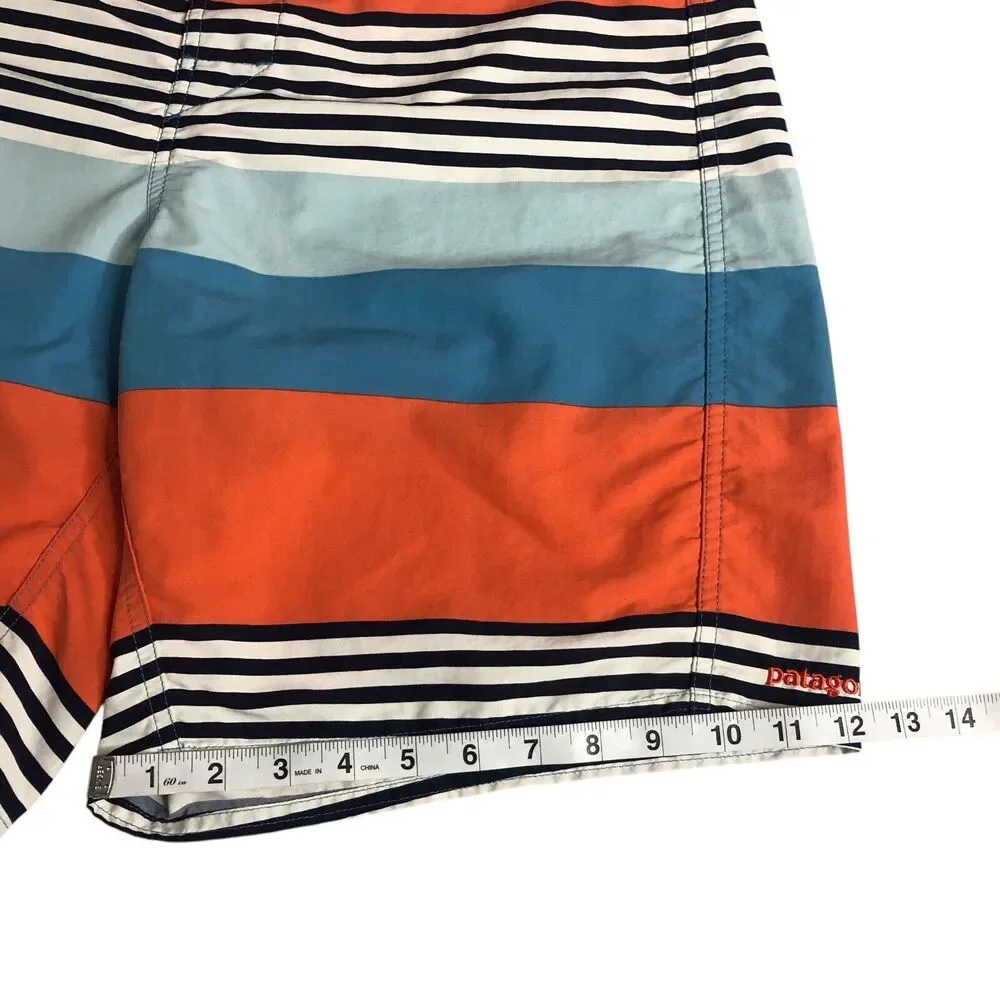 Patagonia‎ Wavefarer Board Shorts Mens 36 Fitz Stripe Catalyst Blue Swim Trunks